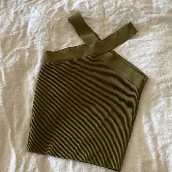 Aritzia Babaton Sculpt Knit Criss Cross Halter Tank - Picture 2 of 4